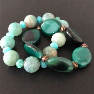 TURQUOISE &GREEN STONE BRACELETS